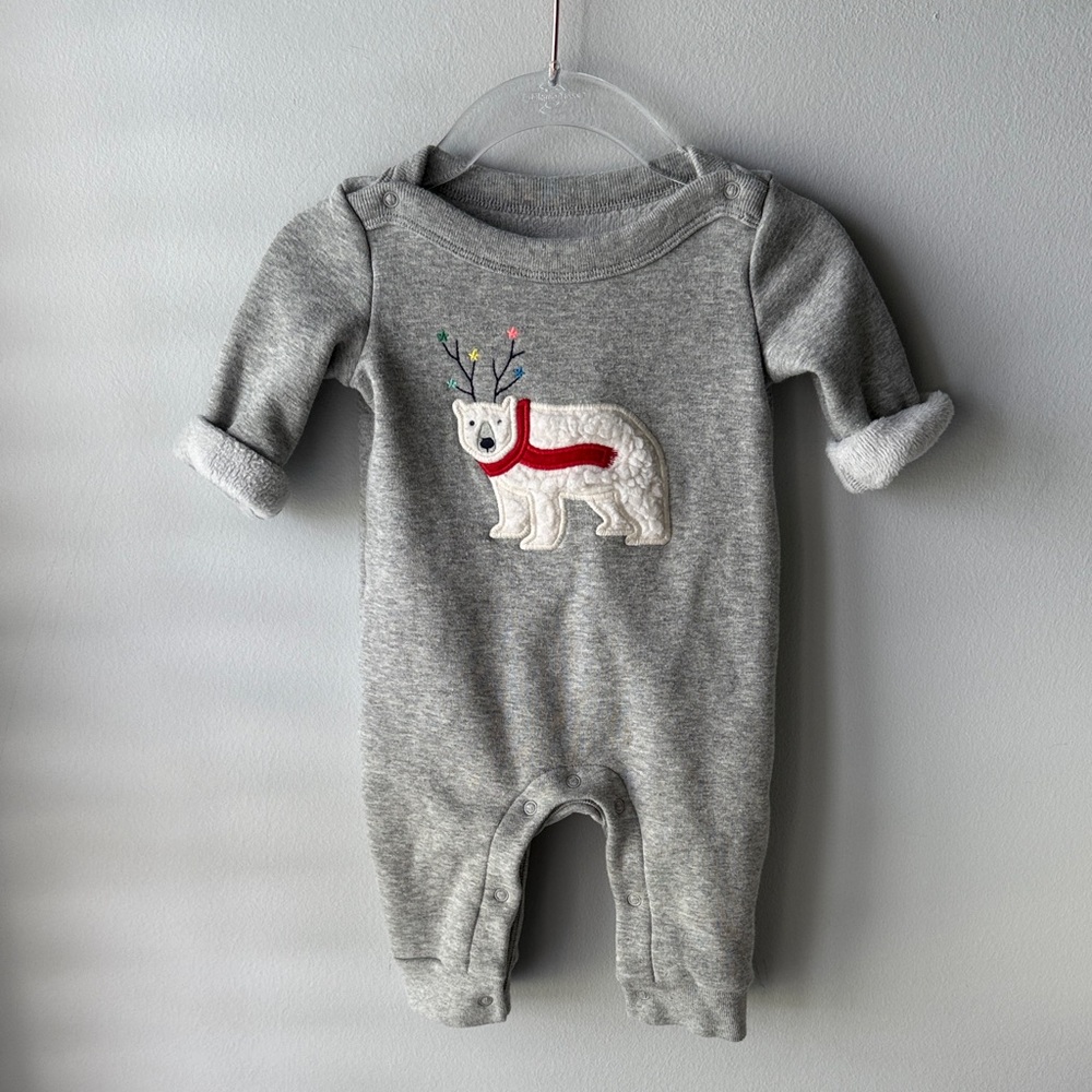 Baby Gap 0-3 Month Polar Bear Fleece Lined Jumpsuit